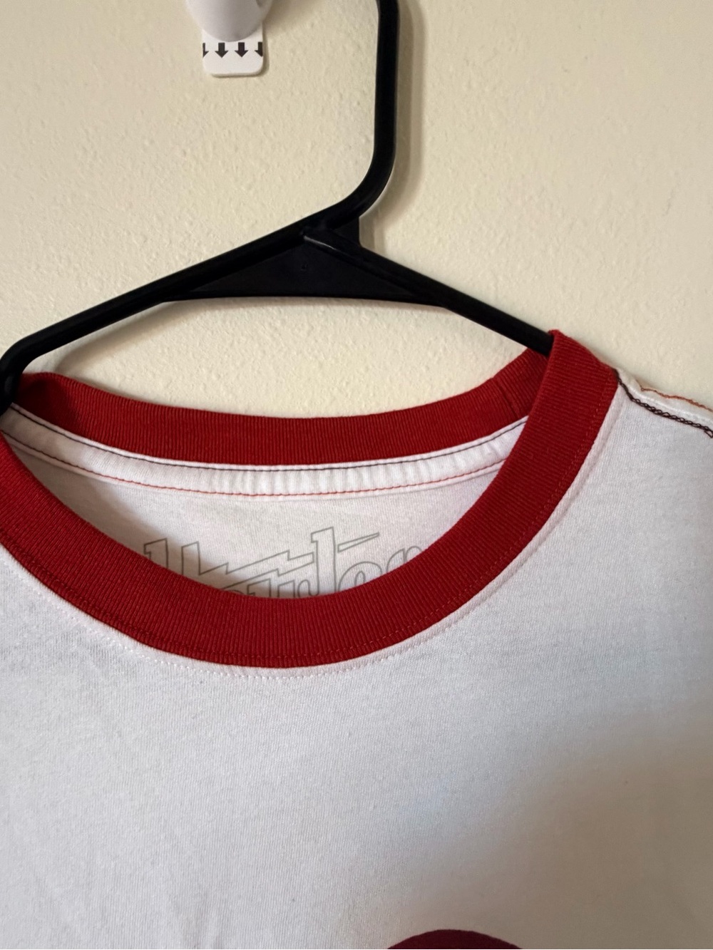 Howler Brothers White Ringer Tee with Red Script & Gold Rose - Picture 4 of 8